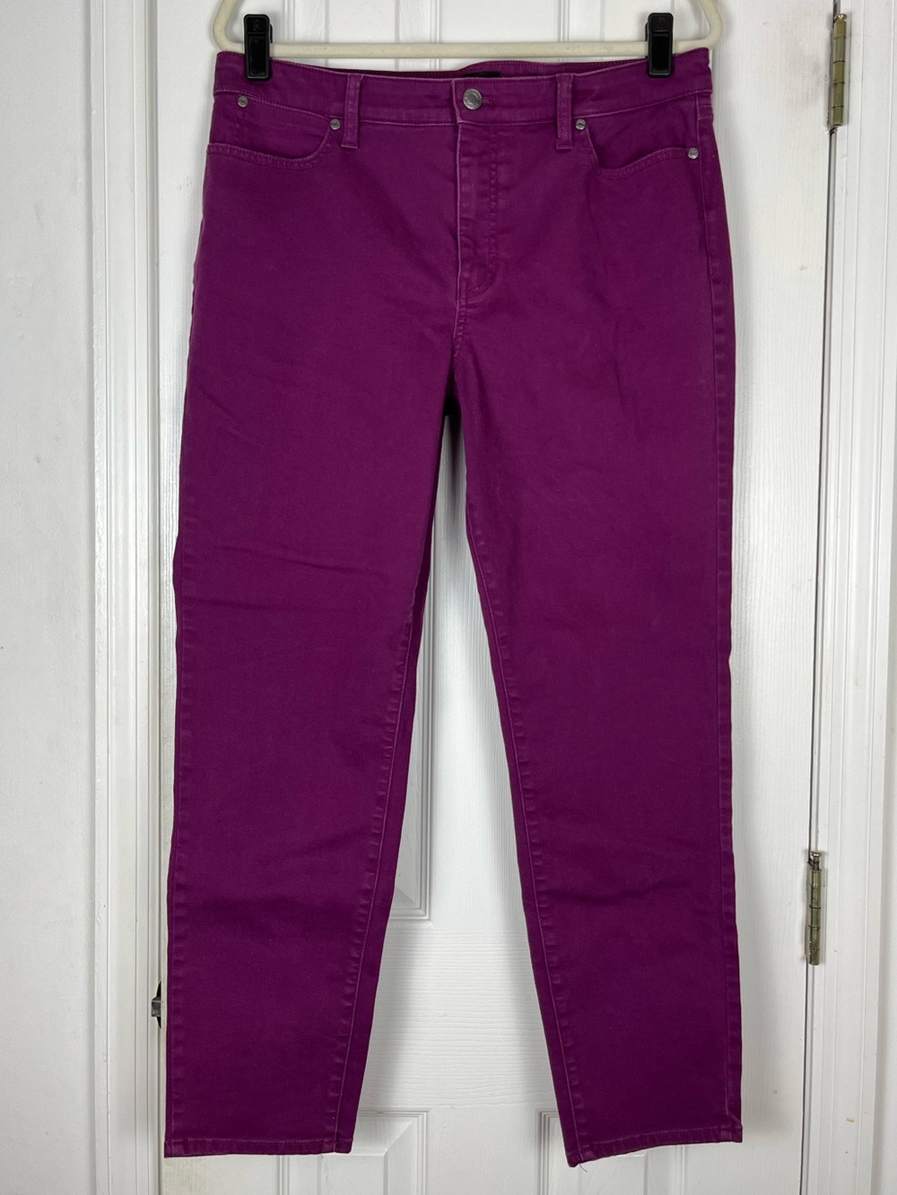Talbots Slim Ankle Jeans Sz 12 High Rise Stretch Denim Purple